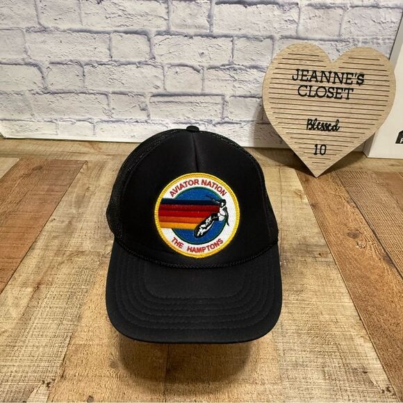 Rare Aviator Nation Trucker Hat Surf Venice Malibu Black Snapback Hat Cap